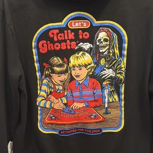 Steven Rhodes/“Let’s Talk to Ghosts”/Medium Black Sweater/Used condition/Fair